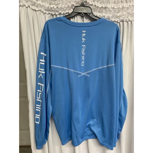 Huk Performance Fishing Long Sleeve Sun Shirt Blue XXL UPF Lightweight - Picture 3 of 4